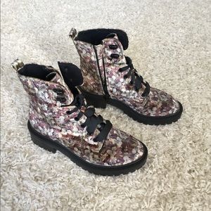 Shoes - Velvet patterned combat boots Shoes - Velvet patterned combat boots